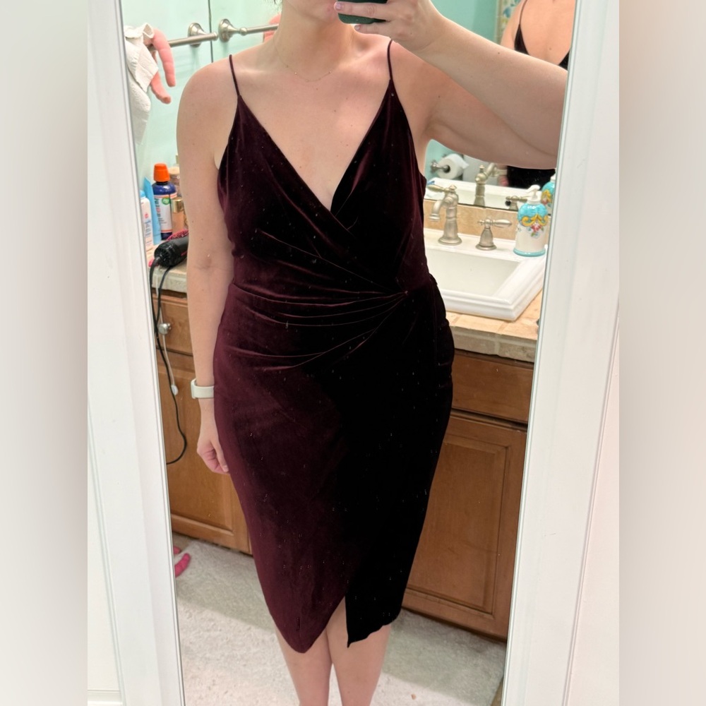 Velvet Burgundy Wrap Dress